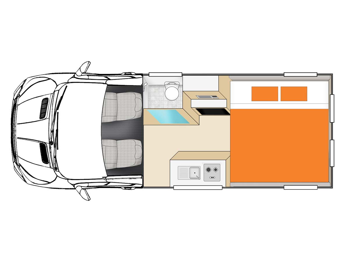 Euro Min - Floorplan view with bed