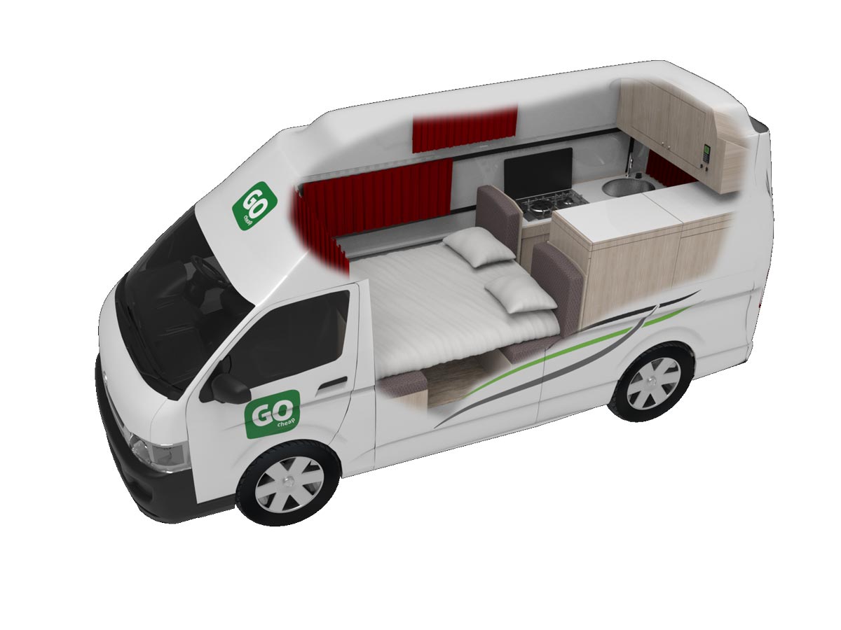 GC 2 Berth Hi Top - Full view with bed 