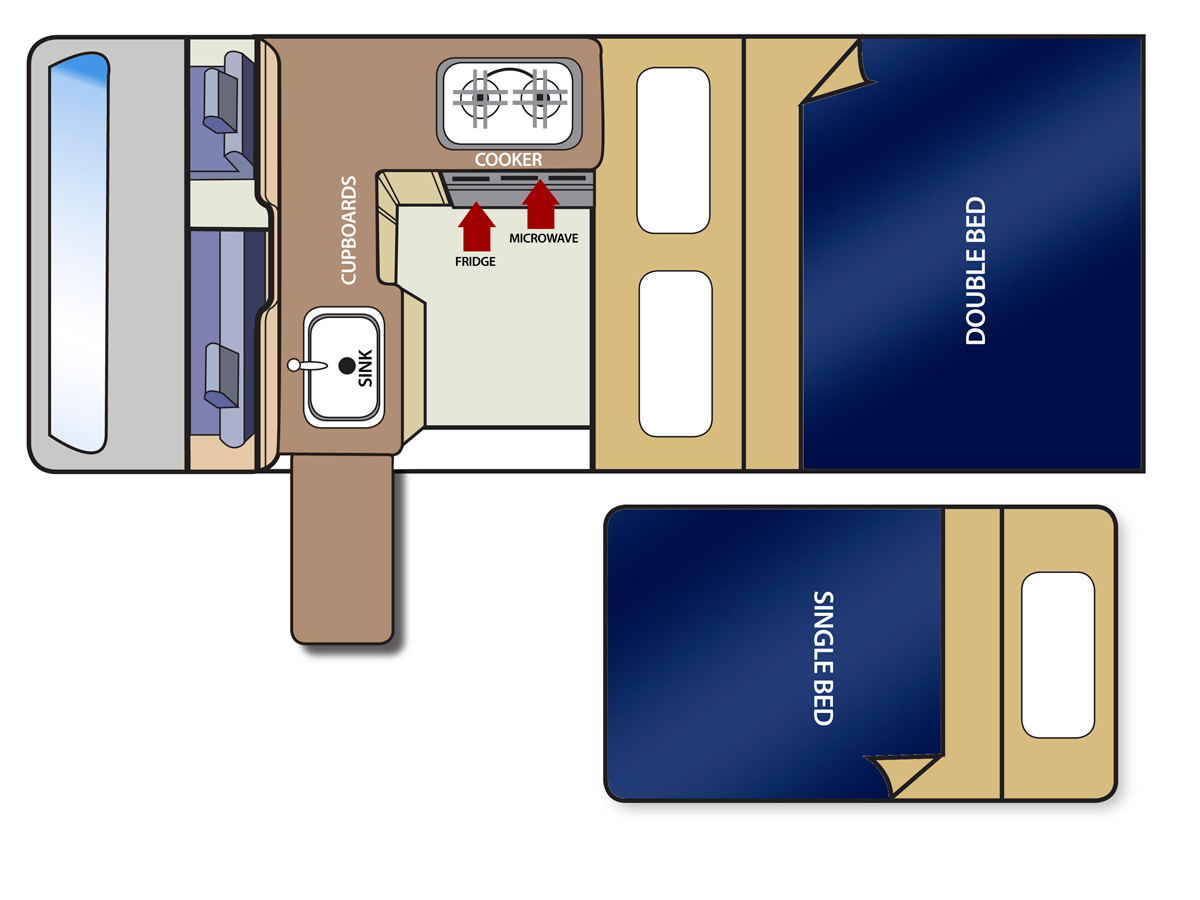 TAB Hitop Campervan - Double and single bed view