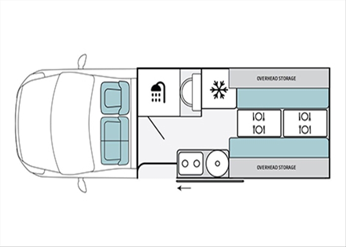 LJ 2 Berth Escape Motorhome - Floorplan view