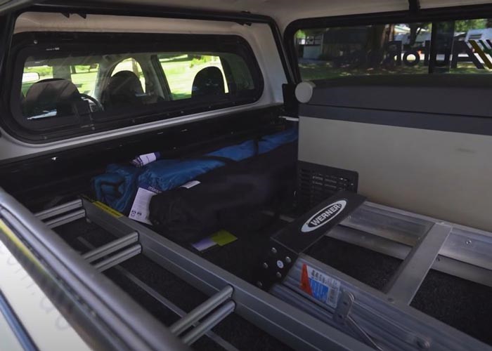 2 Berth Dual Cab with Roof Top Tent - inside view