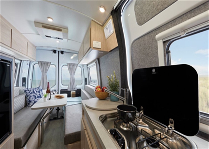 LJ 2 Berth Escape Motorhome - Inside kitchen view